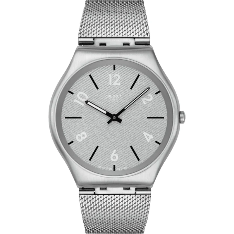 Swatch Skin Getting Meshy Grey Dial Steel Strap Watch SS07S152M