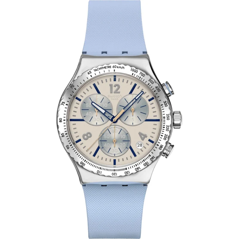 Swatch Irony Blueshift Glow Chronograph Blue Dial Rubber Watch YVS536