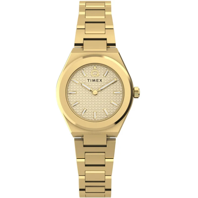 Timex Q 24mm Quartz Gold Dial Steel Ladies Quartz Watch TW2Y68300