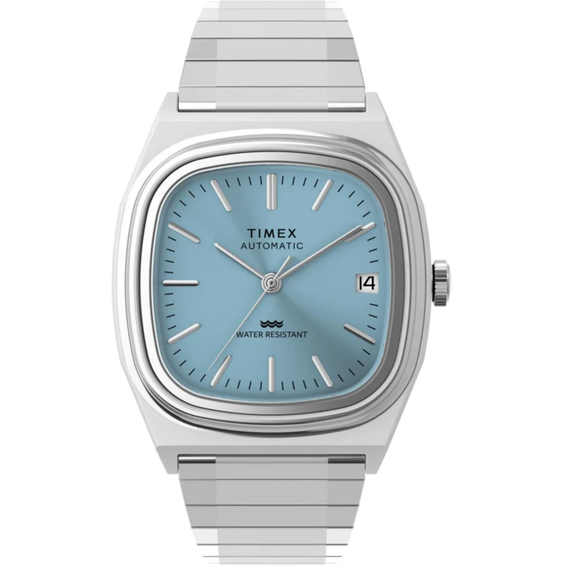 Timex E Line 34mm Blue Dial Steel Mens Automatic Watch TW2Y66700