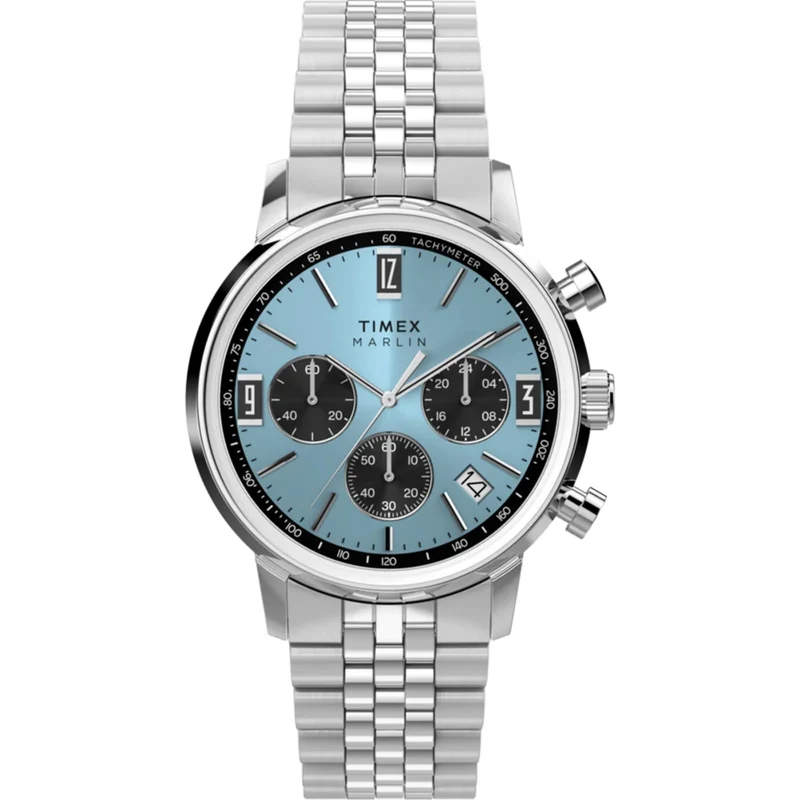 Timex Marlin 40mm Chronograph Blue Dial Steel Mens Quartz Watch TW2Y66500