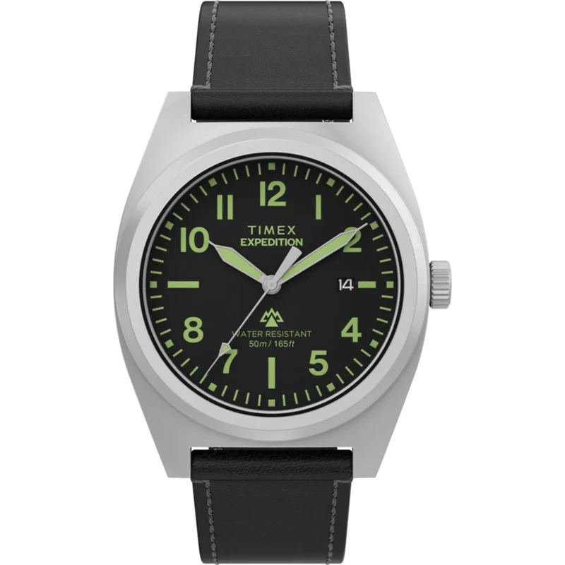 Timex Expedition 39mm Black Dial Leather Mens Quartz Watch TW2Y30700