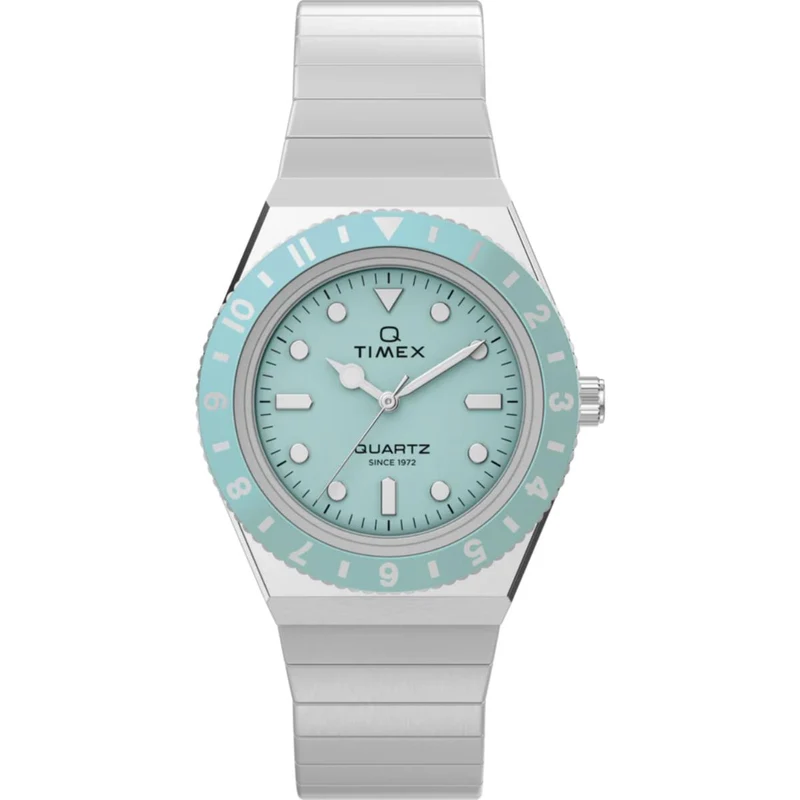 Timex Q 30mm Blue Dial Steel Ladies Quartz Watch TW2Y77300