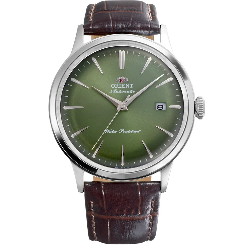 Orient Bambino 40.5mm Green Dial Leather Strap Mens Automatic Watch RA-AC0029E30B