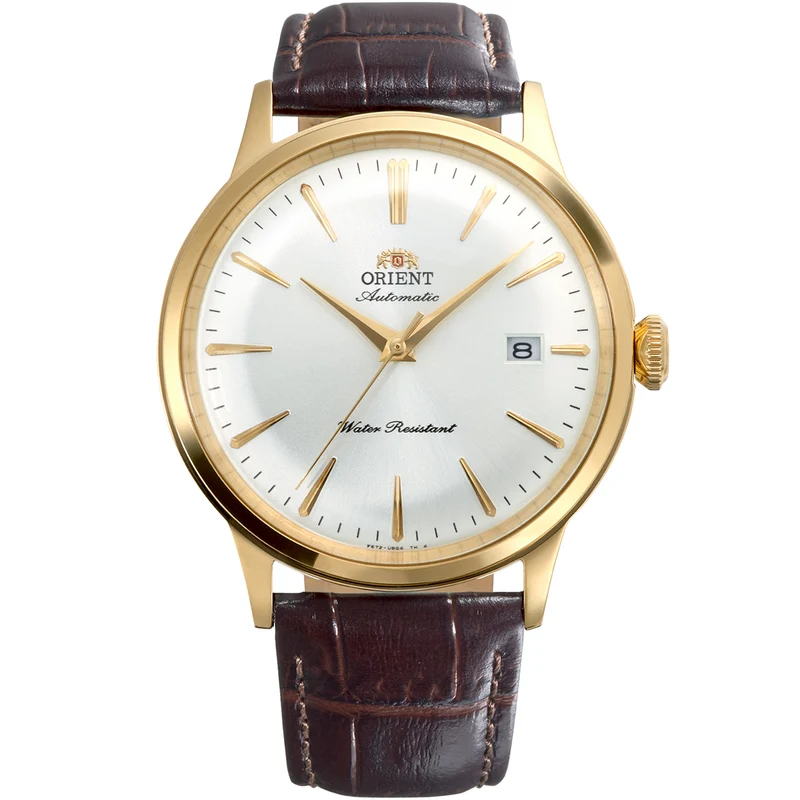 Orient Bambino 40.5mm White Dial Leather Strap Mens Automatic Watch RA-AC0028S30B