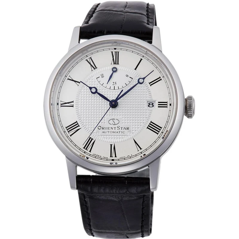 Orient Star Elegant Classic 39mm Power Reserve White Dial Leather Mens Automatic Watch RE-AU0002S00B