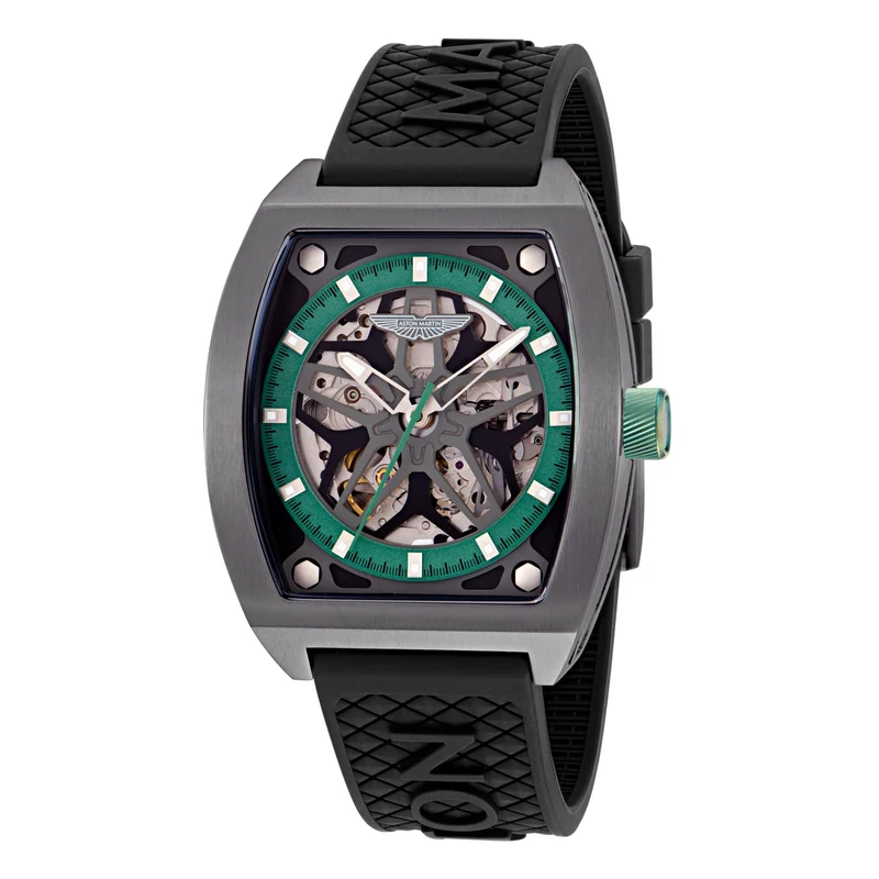 Aston Martin Automatic Green Dial Black Silicone Strap Men's Watch MTRT1F502