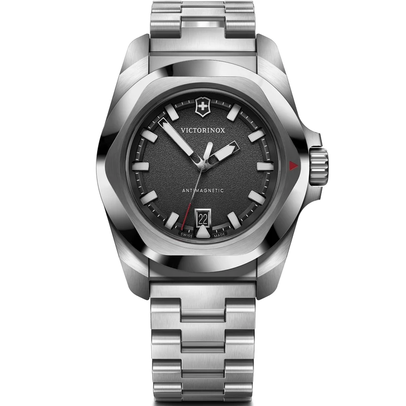 Victorinox I.N.O.X. 41mm Black Dial Steel Mens Quartz Watch 242030