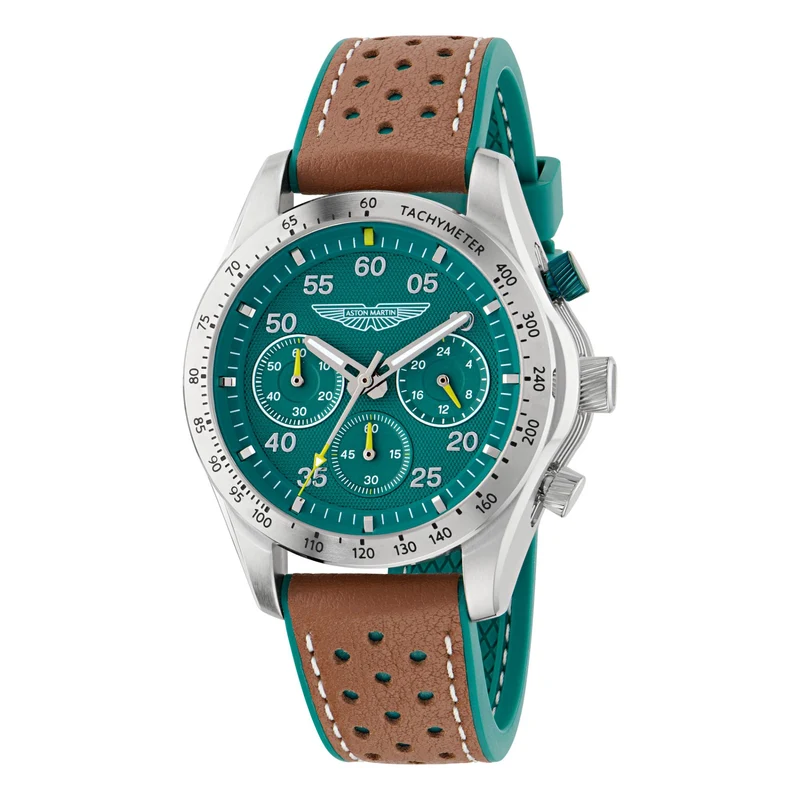 Aston Martin Quartz Chronograph Green Dial Leather Watch MTRS1F501