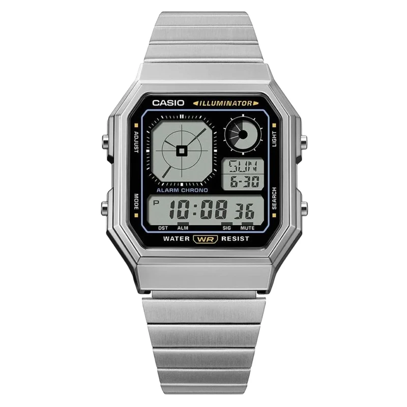 Casio Vintage 34mm Illuminator Digital Steel Quartz Watch A130WE-1AEF