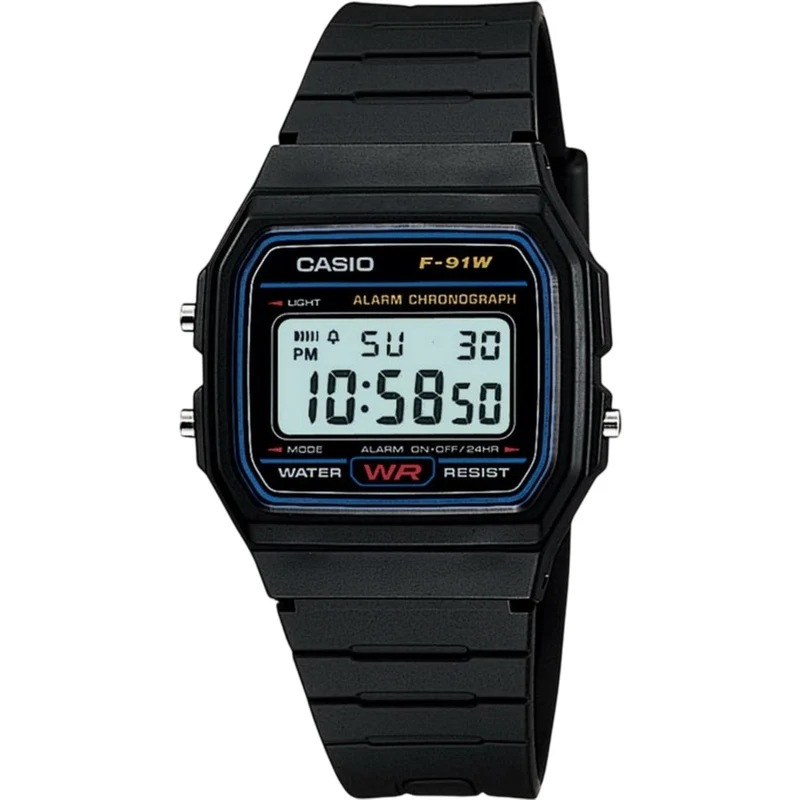 Casio Vintage Retro 35.2mm Digital Resin Strap Watch F-91W-1XY