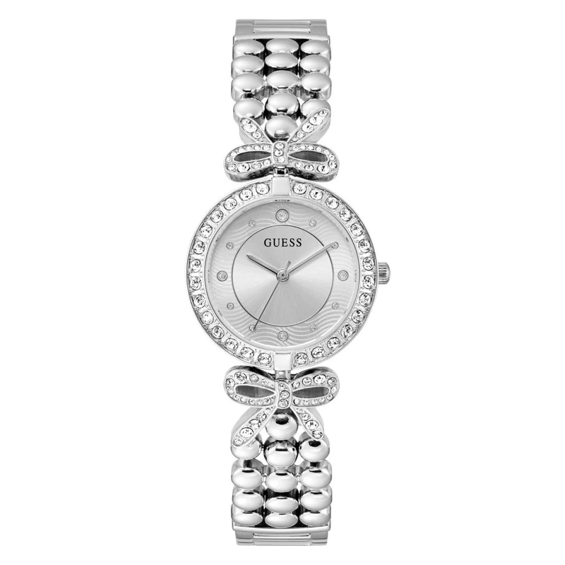 Guess Ribbon Silver Dial Stainless Steel Strap Women's Watch GW0838L1
