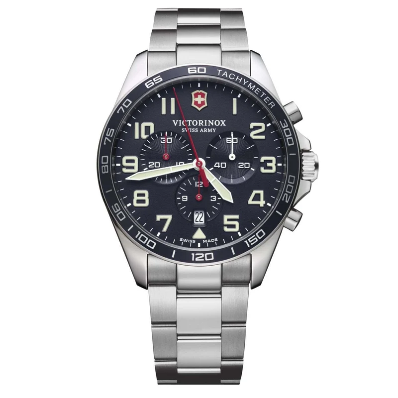 Victorinox Fieldforce 42mm Chronograph Blue Dial Steel Mens Quartz Watch 241857