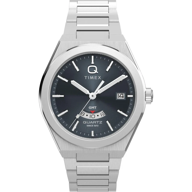 Timex Q 39mm Black Dial Steel Mens Quartz Watch TW2Y12100
