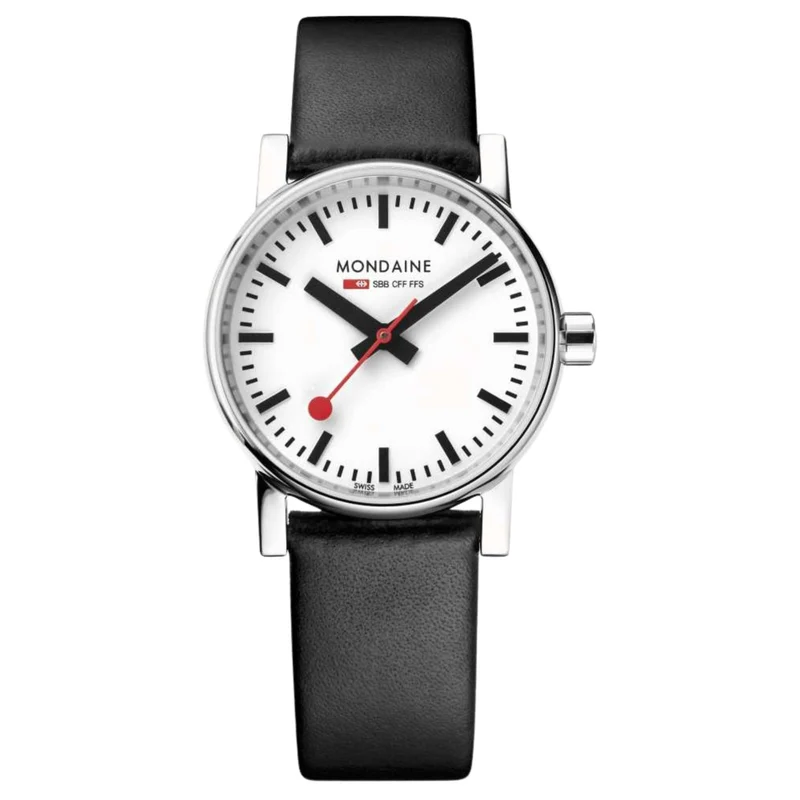 Mondaine Evo2 30mm White Dial Leather Ladies Quartz Watch MSE.30110.LBV