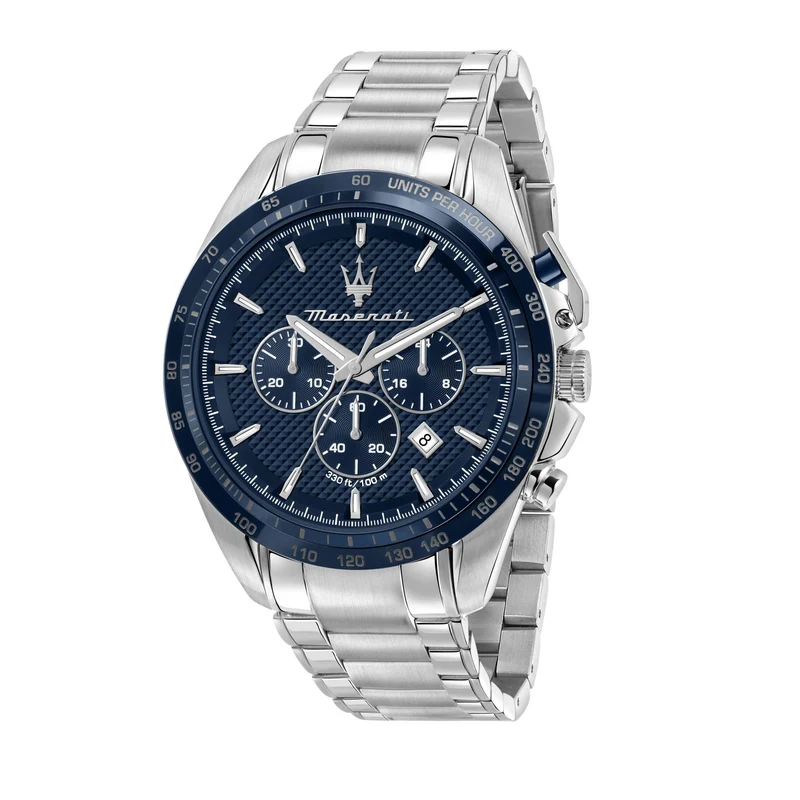 Maserati Traguardo Quartz Blue Chronograph Dial Steel Bracelet Men's Watch R8873612043