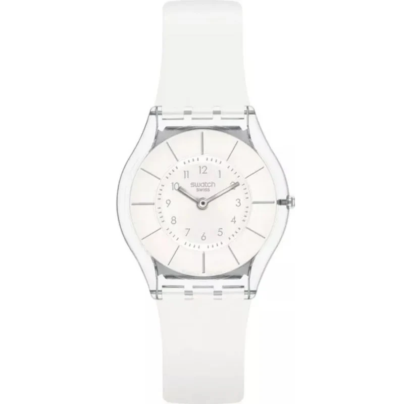 Swatch Lifestyle White Classiness Quartz White Dial Silicone Strap Unisex Watch SS08K102-S14