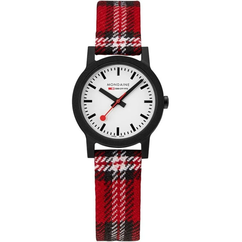 Mondaine Essence Quartz White Dial Recycled Tartan Watch MS1.32111.LC