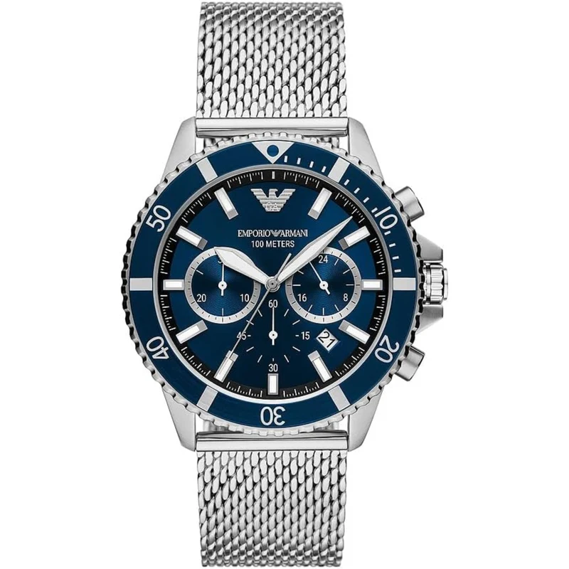 Emporio Armani Diver 43mm Chronograph Blue Dial Steel Mens Quartz Watch AR11587