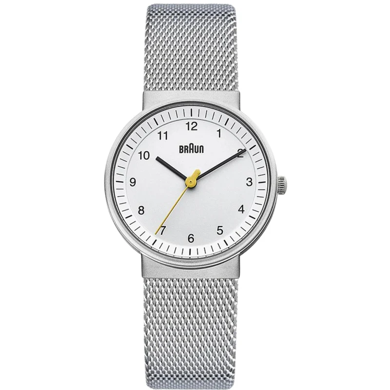 Braun Classic Silver Dial Steel Mesh Strap Women's Watch BN0031WHSLMHL