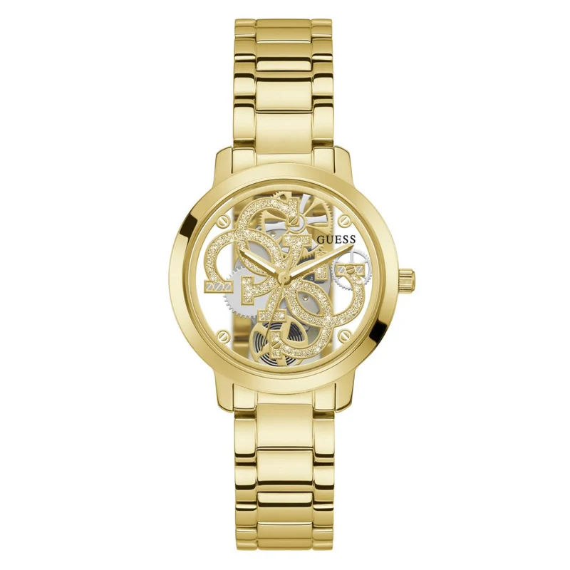 Guess Quatro Clear Gold Dial Stainless Steel Strap Women's Watch GW0300L2