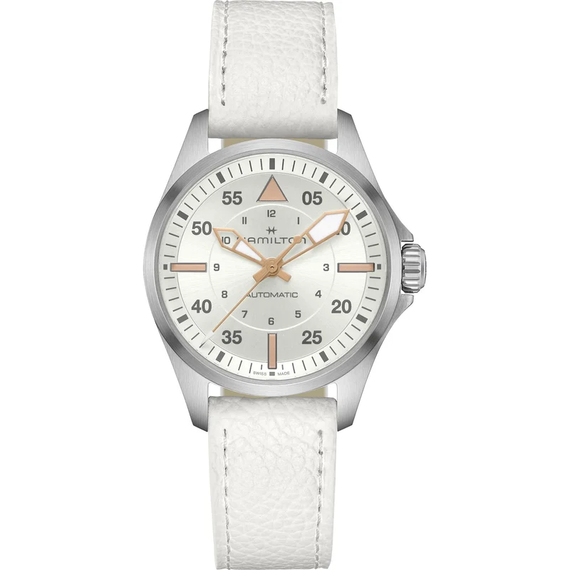 Hamilton Khaki Aviation 36mm Silver Dial Leather Ladies Automatic Watch H76215850