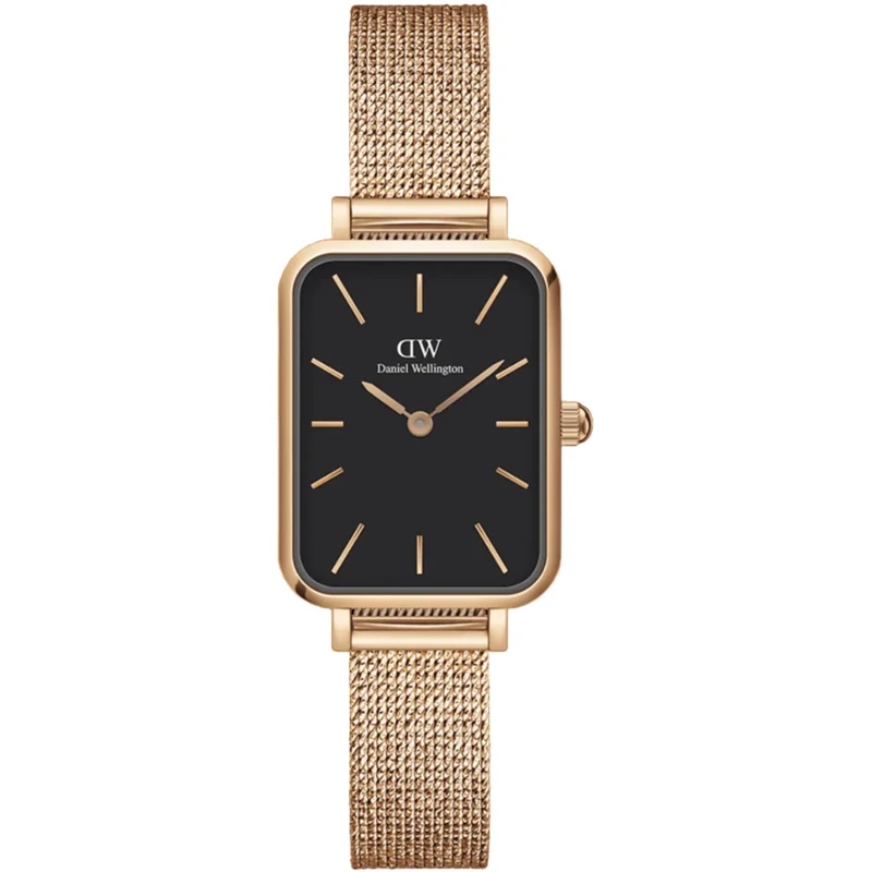 Daniel Wellington Quadro 20mm Black Dial Steel Ladies Quartz Watch DW00100432