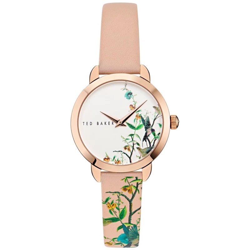 Ted Baker Fleure Fashion White Dial Pink Leather Strap Ladies Watch BKPFLS401