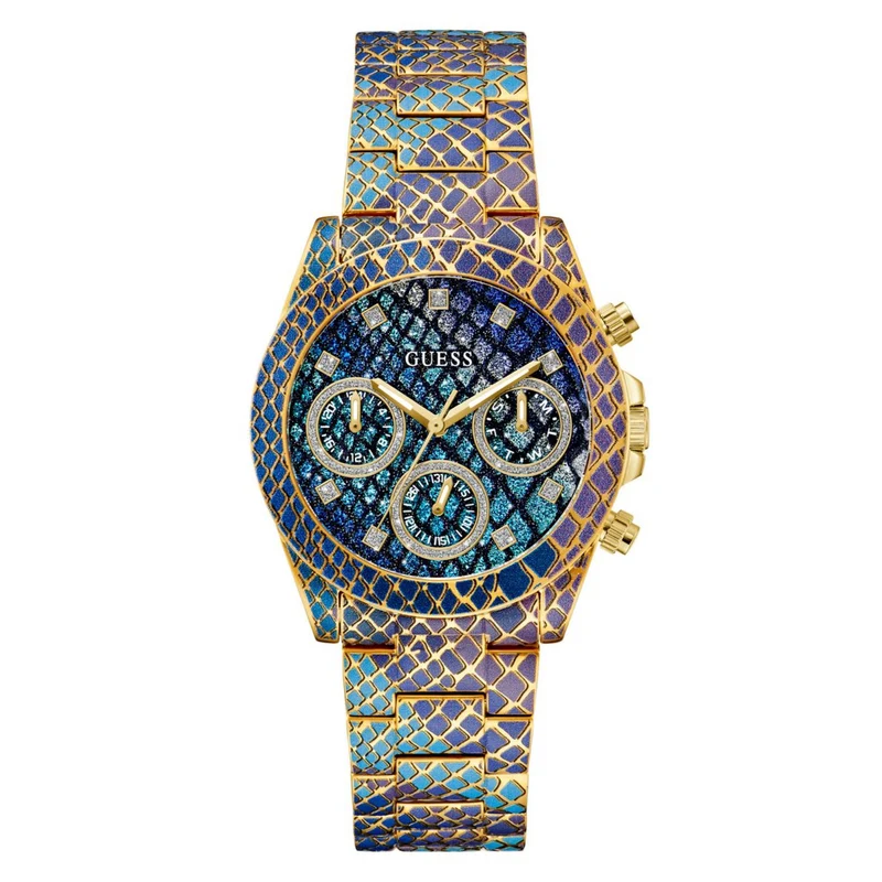 Guess Serpentina Animal Print Dial Stainless Steel Strap Women's Watch GW0752L1