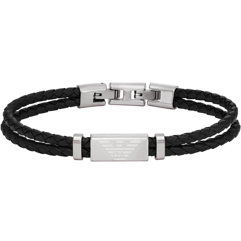 Emporio Armani Black Leather ID Men's Bracelet EGS3122040
