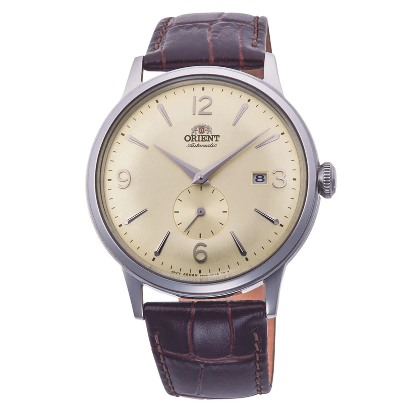 Orient Bambino 40.5mm Small Seconds Champagne Dial Leather Mens Mechanical Watch RA-AP0003S10B