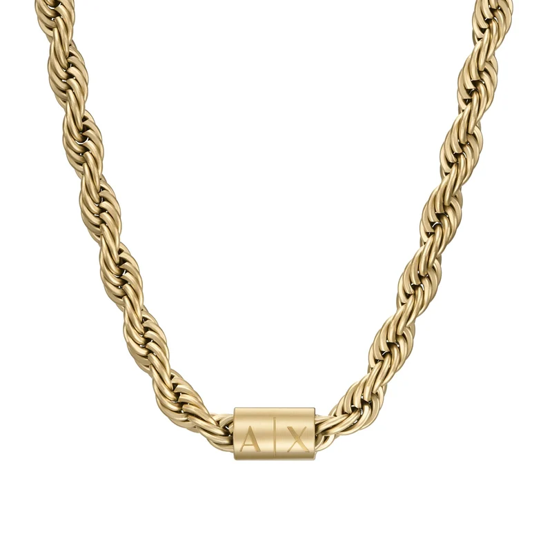 Armani Exchange Men's Gold-Tone Stainless Steel Chain Necklace AXG0126710