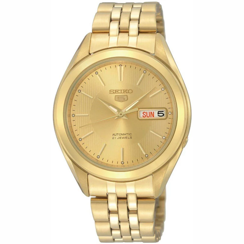 Seiko 5 Automatic Gold Dial Stainless Steel Strap Men's Watch SNKL28K1