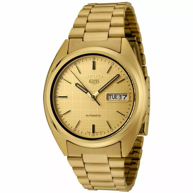 Seiko 5 Automatic Gold Dial Stainless Steel Strap Men's Watch SNXL72K1