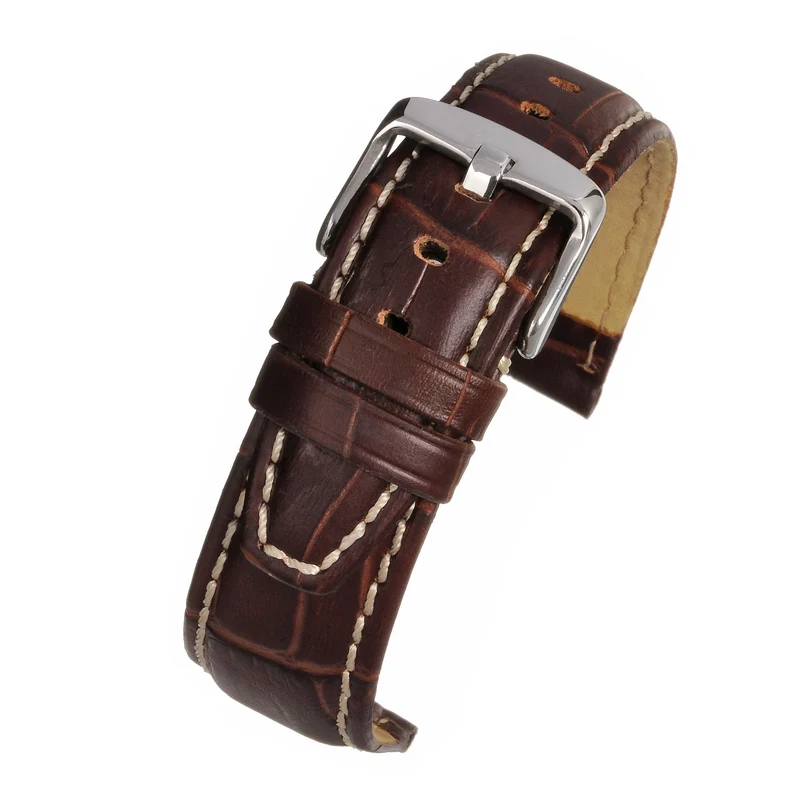 LBS Brown Super Alligator Grain Men's Watch Strap with Nubuck Lining WH605/20