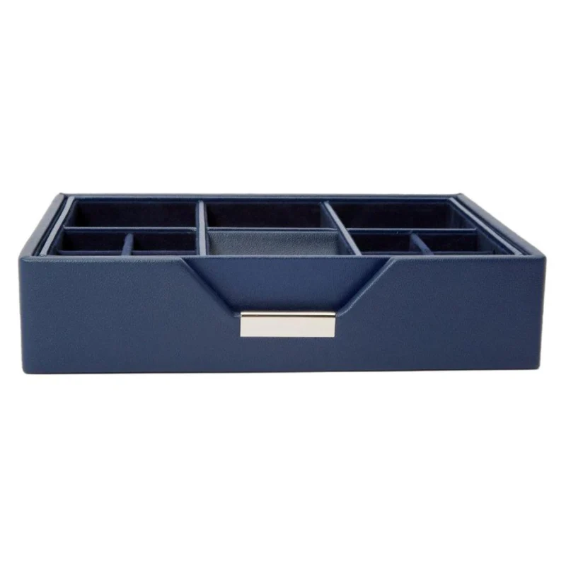 WOLF Heritage Set of 2 Valet Trays Navy Leather 290317
