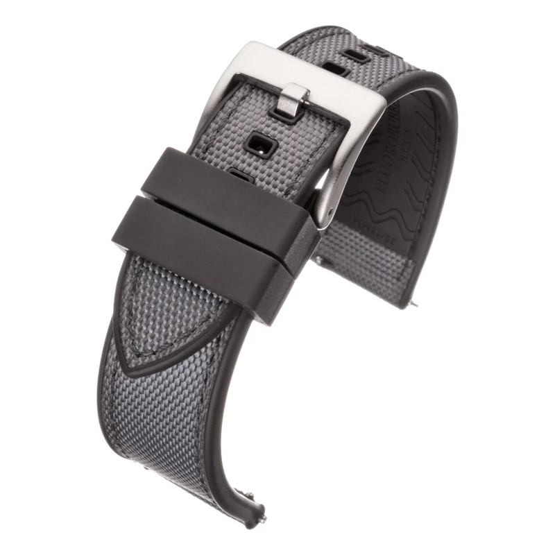 LBS Grey/Black Premium Sailcloth Hybrid Watch Strap WS201/22