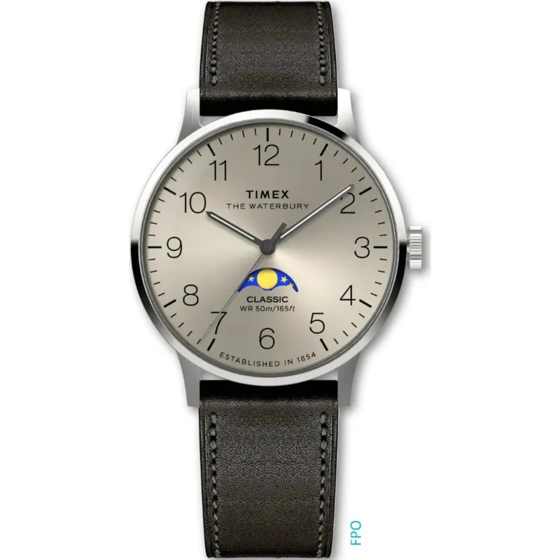 Timex Waterbury 40mm Champagne Dial Leather Mens Quartz Watch TW2W75500