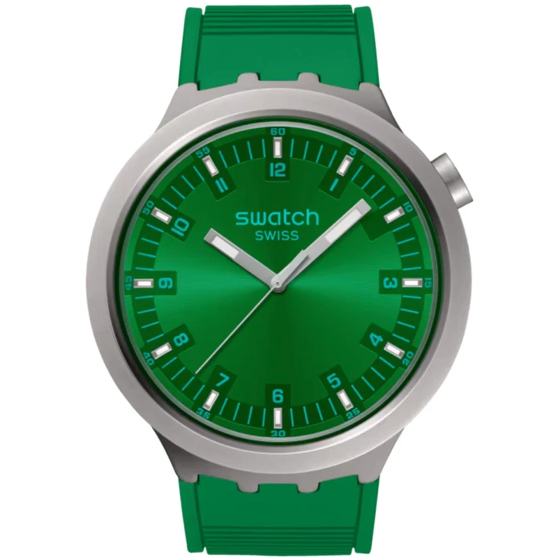 Swatch Big Bold Irony Forest Face Quartz Green Dial Rubber Watch SB07S101
