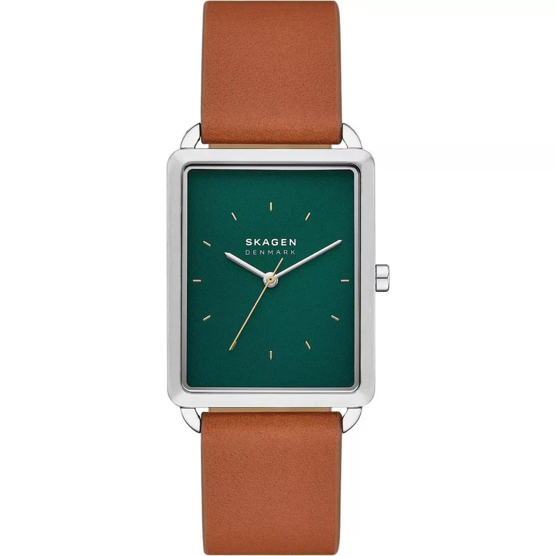 Skagen Hagen Brown Leather Strap Green Dial Men’s Watch SKW6931