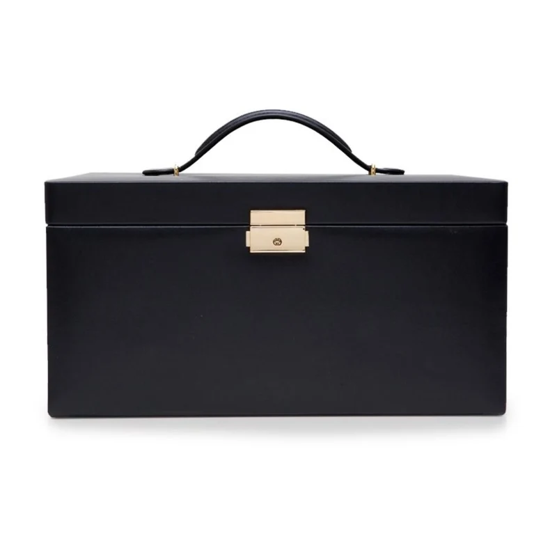 WOLF Heritage Large Jewelry Box Black Leather 280202
