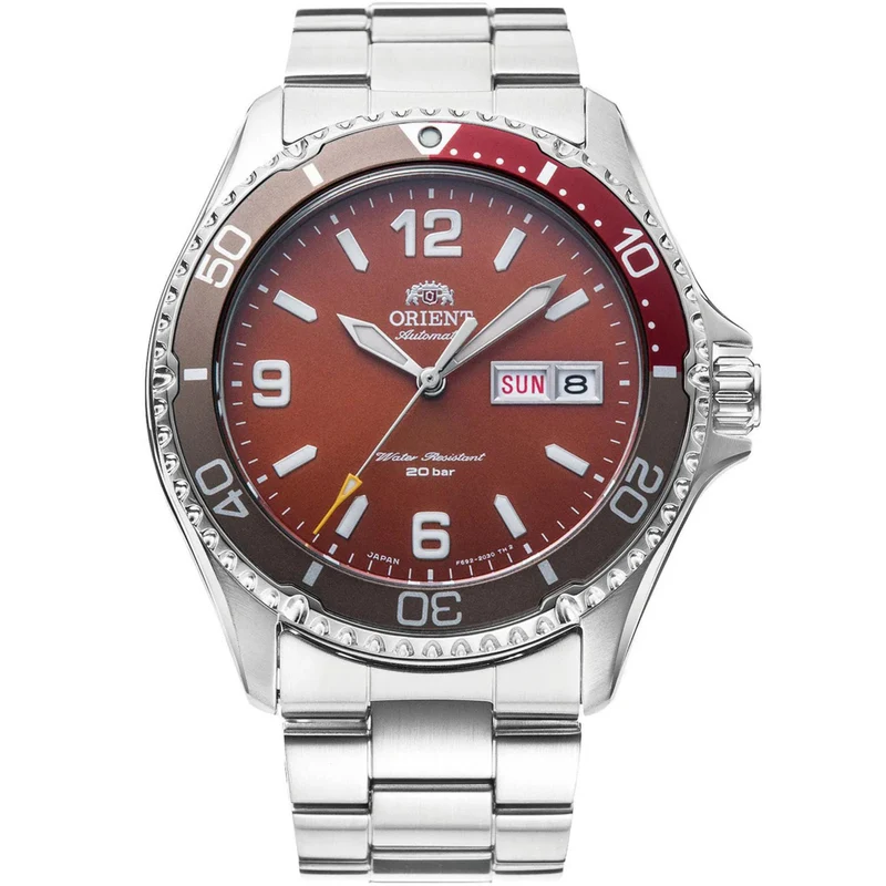 Orient Mako 42mm Red Dial Steel Mens Automatic Watch RA-AA0820R39B