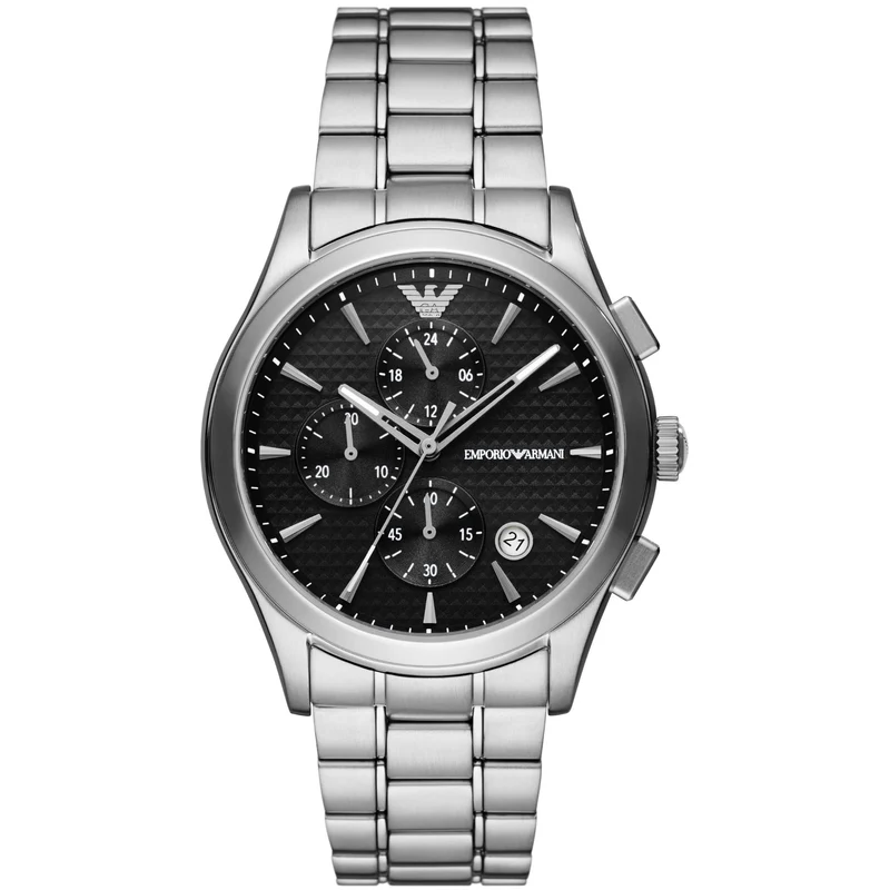Emporio Armani Paolo 42mm Chronograph Black Dial Steel Mens Quartz Watch AR11602