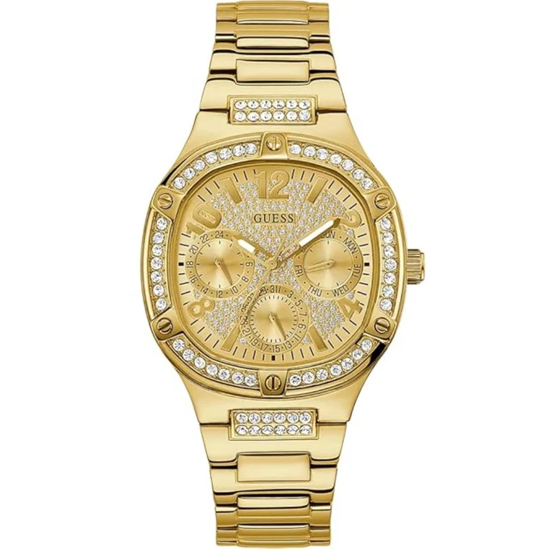 Guess Women's Gold Crystal Dial Gold Tone Stainless Steel Bracelet Watch GW0558L2