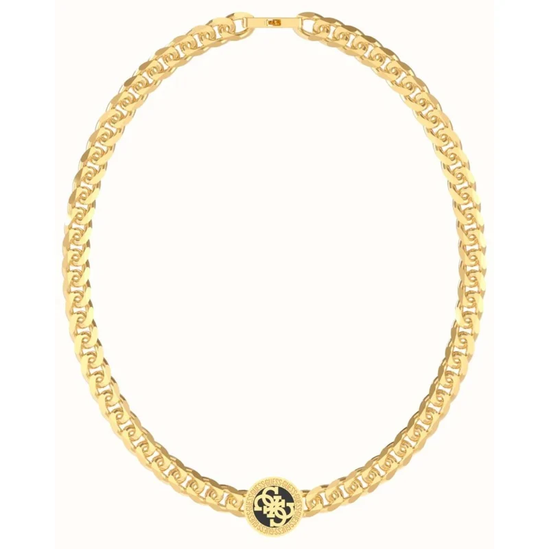 Guess Men’s 4G Icon Gold-Plated Chain and Black 4G Pendant Necklace UMN02112YGBK