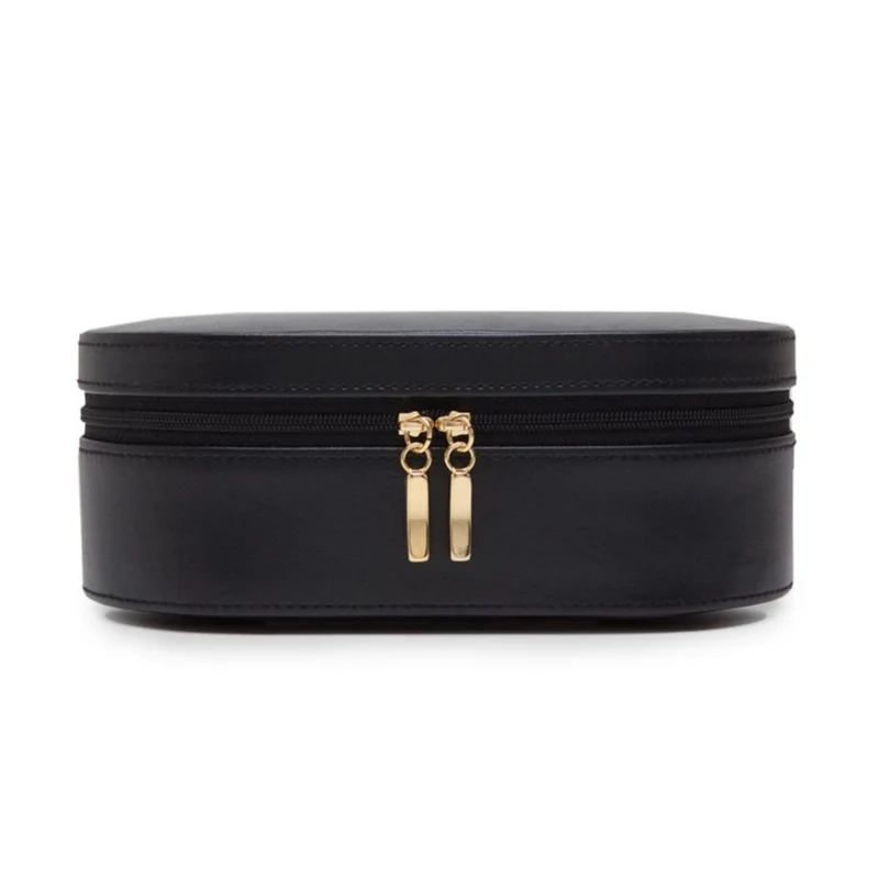 WOLF Heritage Oval Zip Case Black Leather 280602
