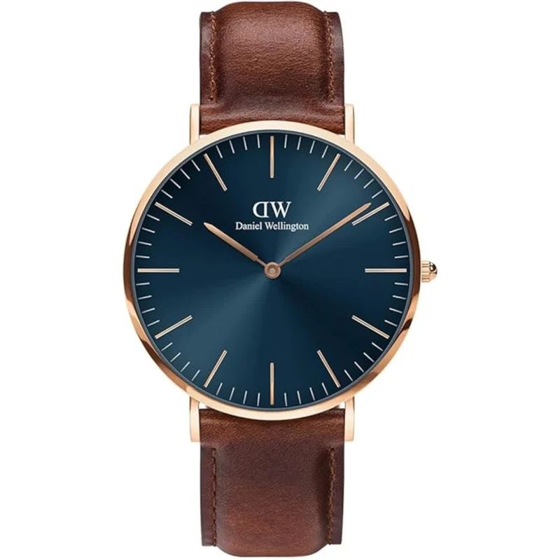 Daniel Wellington Classic 40mm Blue Dial Leather Mens Quartz Watch DW00100626