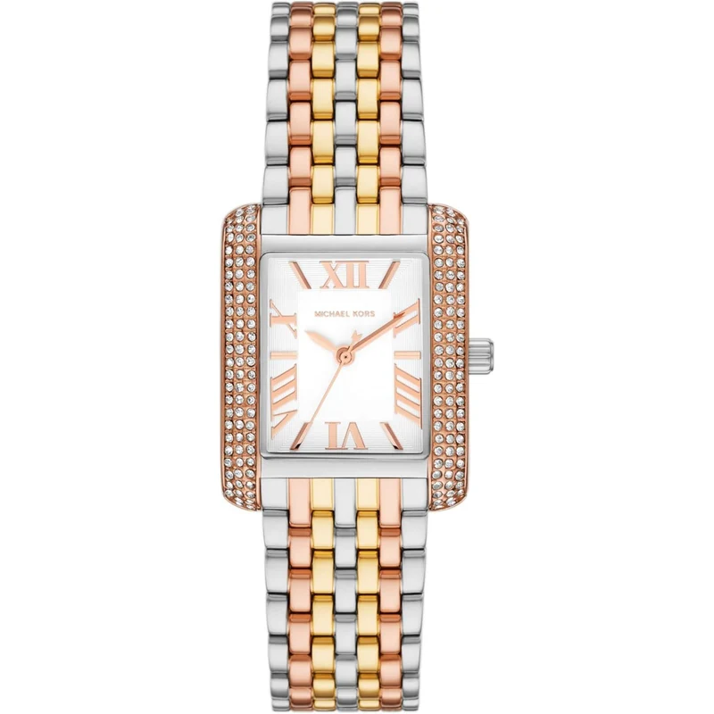 Michael Kors Emery Tri-Tone Stainless Steel Strap White Dial Women’s Watch MK4744