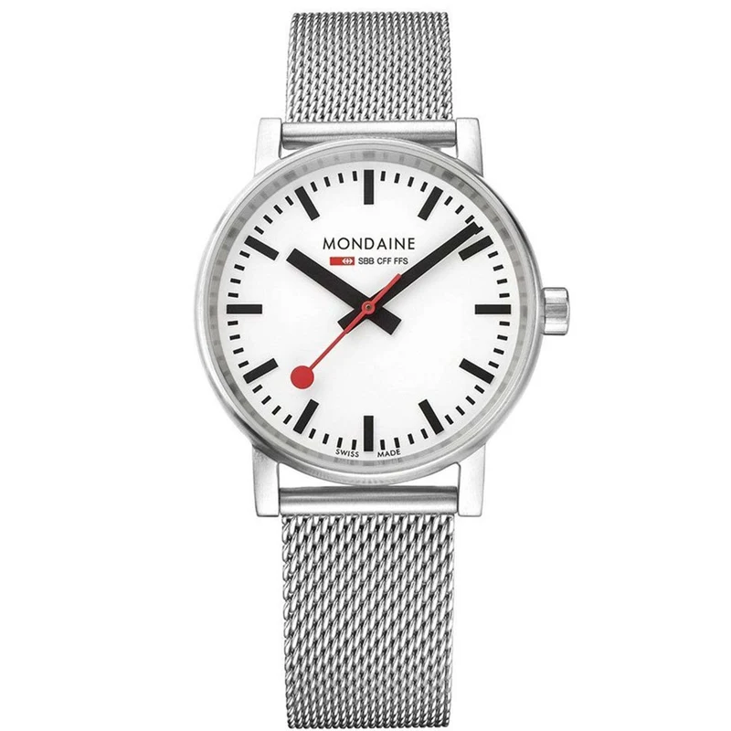 Mondaine Evo2 35mm White Dial Steel Quartz Watch MSE.35110.SM
