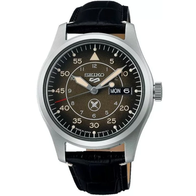 Seiko 5 Sports x Yuto Horigome Limited Edition IV Brown Dial Leather Strap Men's Watch SRPL31K1